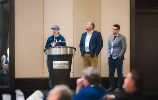 Perforated AI President & COO Erin Yanacek speaks alongside thoro.ai's CFO & Founder Dan Beaven and Head of Software Chris Dunkers at the Pittsburgh Technology Council's ThinkAI! Summit