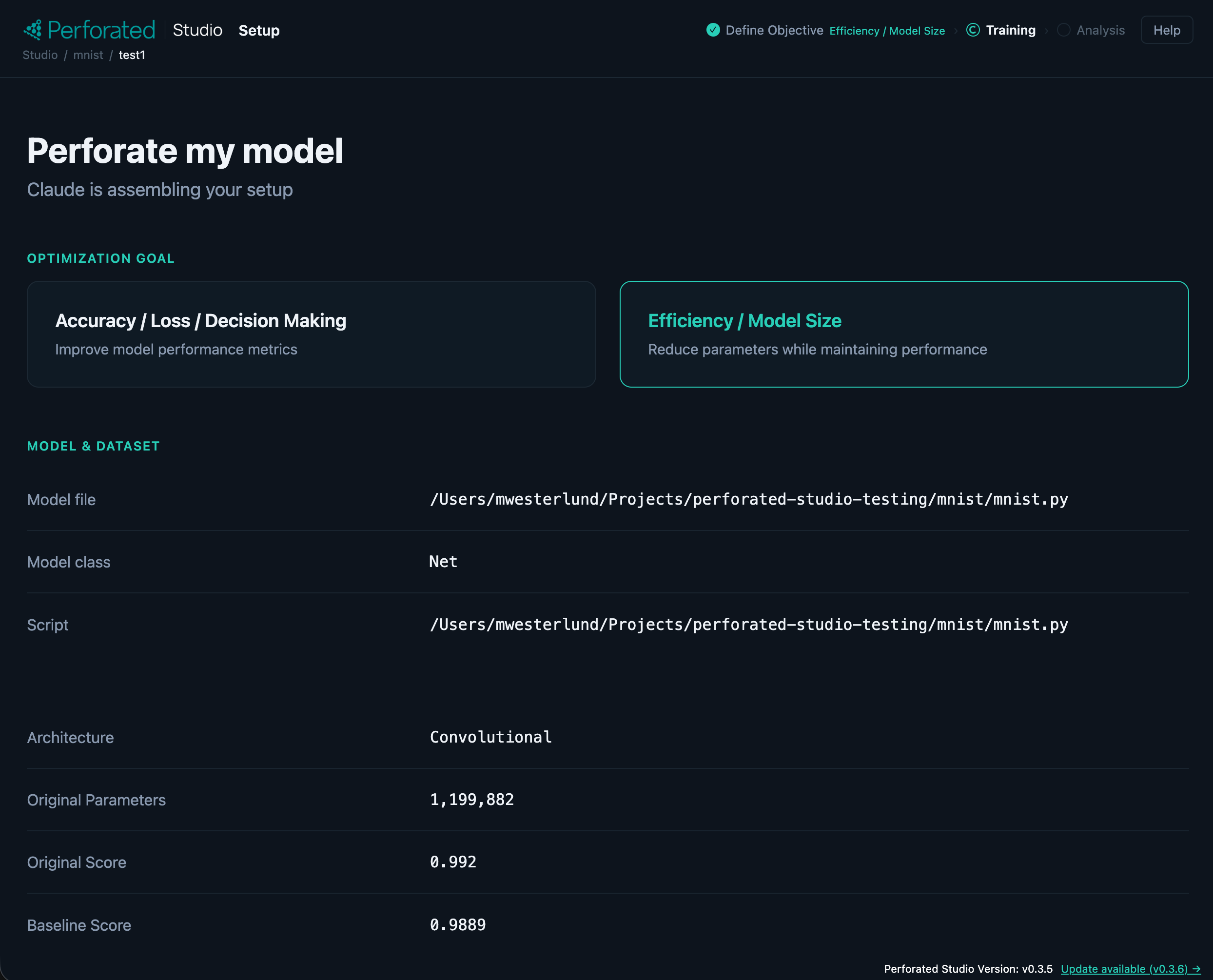 Define Objective dashboard view